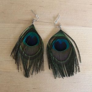 Peacock feather earrings
